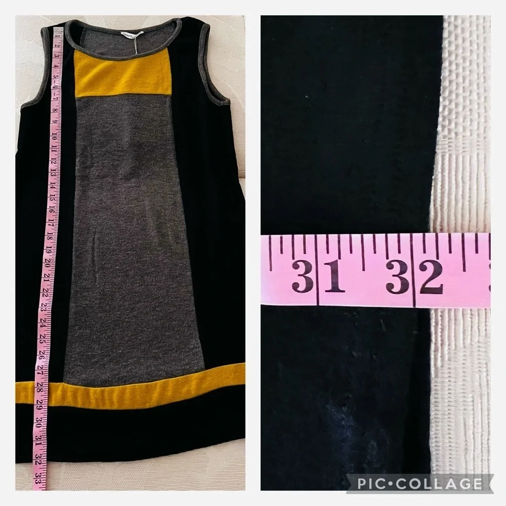 Lavand‎ Color Block Sleeveless Sheath Knit Dress Black Gray Golden Yellow “READ”